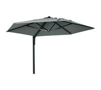 Outsunny Wall-Mounted Parasol Patio Umbrella With Hand To Push System - Khaki/Grey - Light Grey | TJ Hughes
