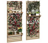 Outsunny Wall Mounted Plant Stands Set of 2 with Shelves and Slatted Trellis | TJ Hughes