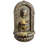 OUTSUNNY Wall-Mounted Water Fountain, Garden Water Feature with LED Lights in Brown Outsunny Brown