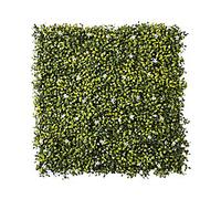OutSunny Wall Panel Milan Grass with White Flowers Polyethylene, Plastic Green, White Pack of 12
