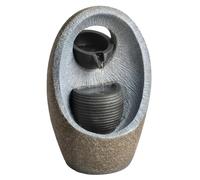 Outsunny Water Feature with 2-Tier Bowls, Garden Water Fountain with Pump and LED Lights, Resin Cascading Waterfall