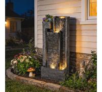 OUTSUNNY Water Feature with Planter, Resin Waterfall Feature, Dark Grey Outsunny Dark Grey