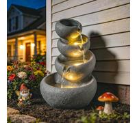 Outsunny Water Fountain Outdoor, 4-Tier Garden Water Feature Multi