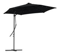 Outsunny Waterproof 3(m) Garden Parasol Cantilever Umbrella with Solar LED, Cross Base and Waterproof Cover, Black Aosom UK
