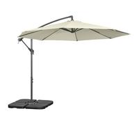 Outsunny Waterproof 3(m) Garden Parasol Sun Shade Banana Umbrella Cantilever with Crank Handle, Cross Base Beige Aosom UK