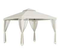 Outsunny Waterproof 3 x 3m Metal Gazebo with Mesh Sidewalls 2-tier Roof Marquee Party Tent Canopy for Sun Resistant and Against Mild Rain, Cream Aosom UK