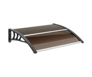 Outsunny Waterproof Curved Window Door Canopy Aluminium Rigid Plastic Polycarbonate Fixed Outdoor Awning Aosom UK