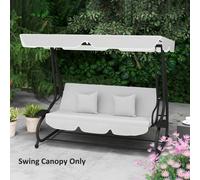 Outsunny Waterproof Garden Swing Canopy Replacement 3 Seater, Light Grey, Grey