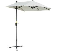 Outsunny Waterproof Half Parasol: Crank-Operated Sunshade for Balconies & Gardens, Cream White Canopy Aosom UK