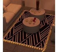 Outsunny Reversible Outdoor RV Rug with LED String Light 844-836V00MX - Black and Coffee