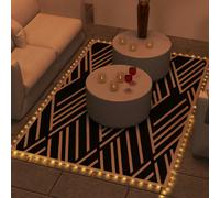 Outsunny Reversible Outdoor RV Rug with LED String Light 844-836V00MX - Black and Coffee