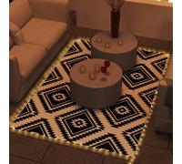Outsunny Reversible Outdoor RV Rug with LED String Light 844-836V00MX - Brown and Black