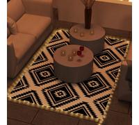 Outsunny Reversible Outdoor RV Rug with LED String Light 844-836V00MX - Brown and Black
