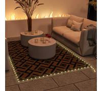 Outsunny Reversible Outdoor RV Rug with LED String Light 844-836V00MX - Brown and Black