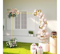 Outsunny Wedding Arch Backdrop Stand, Gold Wedding Arch with U-shaped Stakes