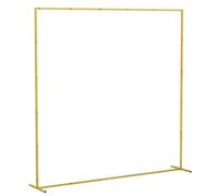 Outsunny Wedding Arch Backdrop Stand, Square Metal Arch Frame with U-shaped Stakes, Gold Wedding Arch, 6.6 FT