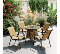 Outsunny Wicker Dining Chairs Set of 4, Stackable Outdoor Chairs, Khaki