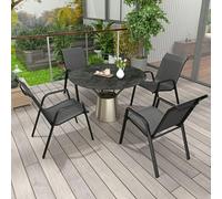 Outsunny Wicker Dining Chairs Set of 4, Stackable Outdoor Chairs Outsunny Dark Grey 4 Pack