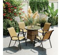 Outsunny Wicker Dining Chairs Set of 4, Stackable Outdoor Chairs, Khaki