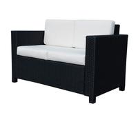 Outsunny Wicker Garden 2-Seater Double Couch Loveseat Black