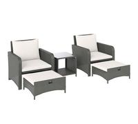 Outsunny Wicker Patio Conversation Set with 2 Armchairs and 6 Cushions Cream - Cream - Steel, PE Rattan - 70W x 70D x 75H cm
