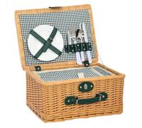 Outsunny Wicker Picnic Basket for 2 w/ Insulated Cooler Bag, Light Brown