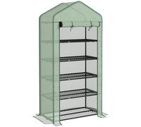 Outsunny Wide Mini 5 Tier Greenhouse 193Hx 90W x 49Dcm Green, Green
