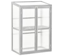 Outsunny Wood Cold Frame Greenhouse Outdoor Indoor Pc Board 76 x 47 x 110cm Grey, Grey