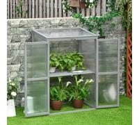 Outsunny Wood Cold Frame Greenhouse Outdoor Indoor PC Board 76 x 47 x 110cm Grey