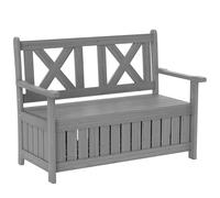 Outsunny Wood Garden Bench 2 Seater Storage Chest High Back Charcoal Grey
