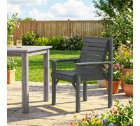 Outsunny Wood Garden Chair Outdoor Dining Chair With Curved Seat, Grey