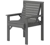Outsunny Wood Garden Chair Outdoor Dining Chair With Curved Seat, Grey