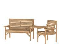 Outsunny Wood Garden Furniture Set W/ Parasol Hole, Detachable Table In Natural Natural