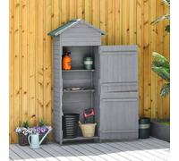 OUTSUNNY Wooden Garden Storage Shed Tool Cabinet w/ Two Lockable Door in Mid Grey Outsunny Mid Grey