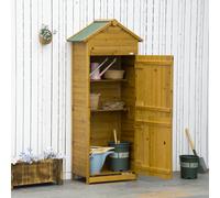 Wood Garden Storage Shed with Tool Cabinet, Brown