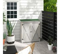 Outsunny Wood Garden Storage Shed Tool Cabinet Organizer w/ Shelves, Light Grey, Light Grey