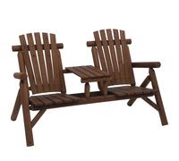 Outsunny Wood Patio Chair Loveseat 2 Seats With Center Coffee Table In Brown Brown