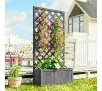 Outsunny Wood Planter with Trellis for Climbing Plants, Grey