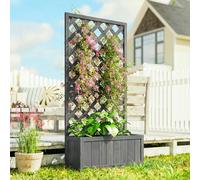 Outsunny Wood Planter With Trellis For Climbing Plants, Grey