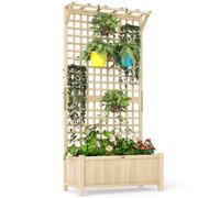 Outsunny Wood Planter with Trellis for Climbing Plants, Natural Wood Finish