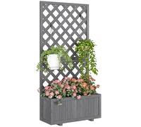 Outsunny Wood Planter With Trellis For Climbing Plants, Grey