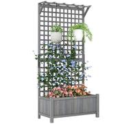 OUTSUNNY Wood Planter with Trellis for Climbing Plants Planter Box Dark Grey Outsunny Dark Grey