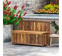 Outsunny Wood Storage Bench for Patio, Outdoor Garden Seating, Brown