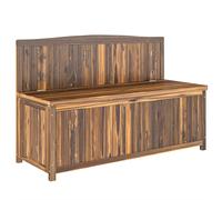 Outsunny Wood Storage Bench for Patio, Outdoor Garden Seating, Brown