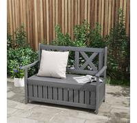 Outsunny Wood Storage Garden Bench For Patio Outdoor Seating, Charcoal Grey In Dark Grey Dark Grey