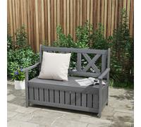 Outsunny Wood Storage Garden Bench for Patio Outdoor Seating, Yellow - Charcoal grey - Fir Wood - 115cm x 61cm x 85cm