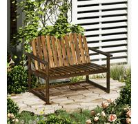 OUTSUNNY Wooden Bench for Two People, Patio Loveseat Chair with Backrest in Brown Outsunny Brown