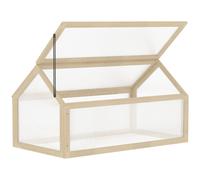 Outsunny Wooden Cold Frame Garden Polycarbonate Greenhouse with Openable Top Cover, Grow House for Flowers, Vegetables, Plants, 90 x 52 x 50cm, Natural