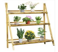 Outsunny Wooden Flower Pot Rack Holder Fold Storage Shelf Stand Vegetable