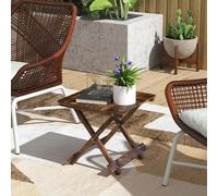 Outsunny Wooden Folding Garden Table, Folding Side Table - Brown - Folding Coffee Table